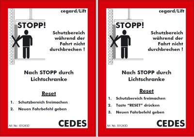 Hinweisschild cegard/Lift INNENRUFE