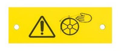Warnschild Einzug Gliedmaßen schräger Seilabgang (100x36)