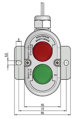 Schutzraum-Ampel 24V unverdrahtet mit Magnet