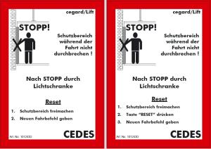 Hinweisschild cegard/Lift INNENRUFE