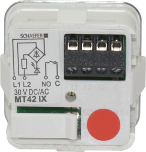 MT42, Gehäuserand V2A poliert,Tasterplatte V2A perlmattiert, Anschluss IX Schraubklemme, 1 Schließer, LED 30V - rot