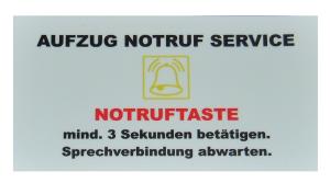 Aufkleber: Notruf Bedienung, Maße: 100x50mm