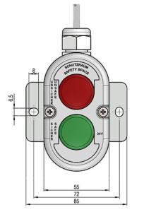 Schutzraum-Ampel 24V unverdrahtet mit Magnet
