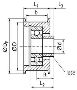 Spannrolle Umlenkrolle TS Laufflächendurchmesser 80mm, Laufflächenbreite 28mm