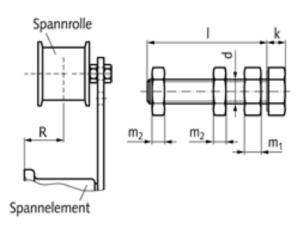 Schraubensatz für Spannrollen/Umlenkrollen TS M20x100 Stahl verzinkt