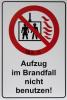 Schild: Aufzug im Brandfall nicht benutzen, Maße: 200x300mm