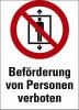 Aufkleber: Beförderung von Personen verboten, Maße: 80x130mm